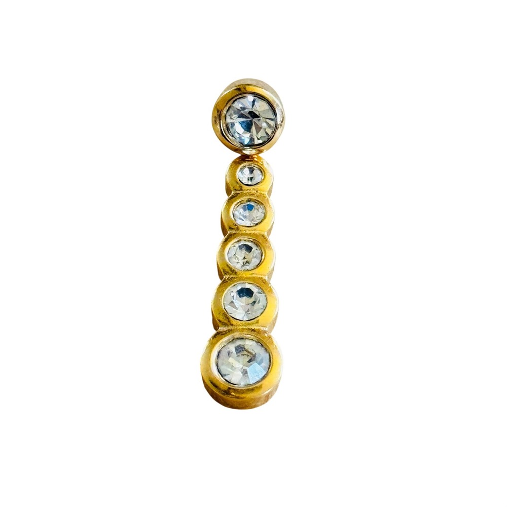 Christian Dior Dangle Single Earring Earrings VTG Gold Plated Crystal Signed